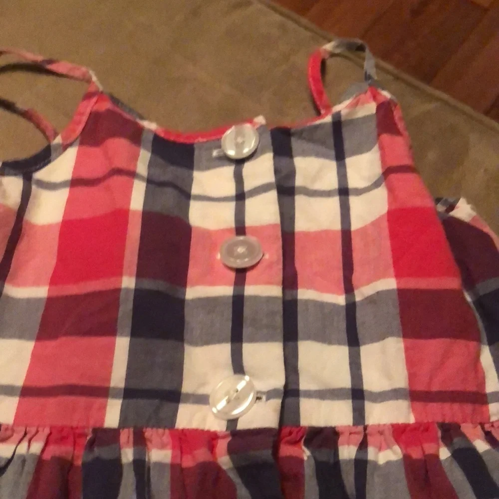 Gap kids Red white blue plaid, buttondown dress 4T